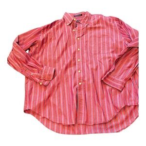 Austin Reed Red and White Striped button down Casual Shirt size XLarge